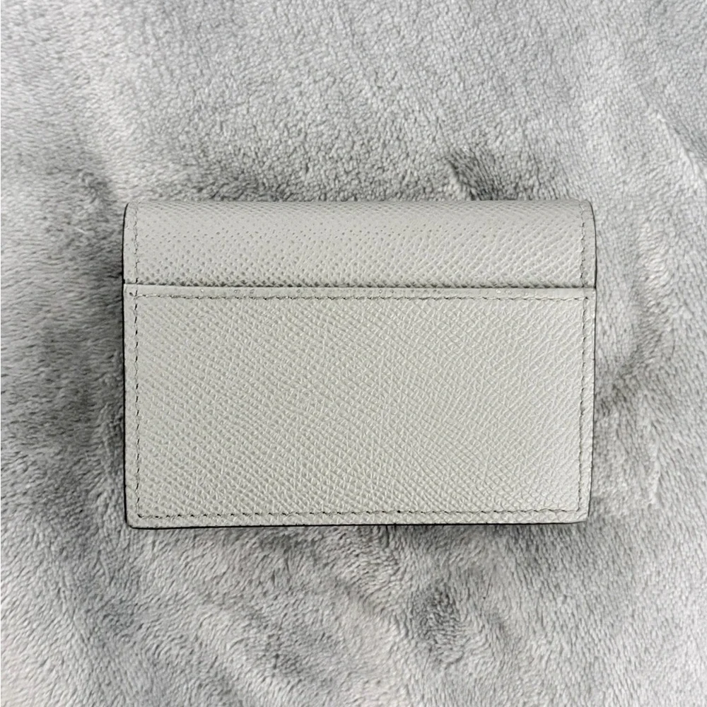 Dior Saddle Flap Card Holder Grained Calfskin Gray